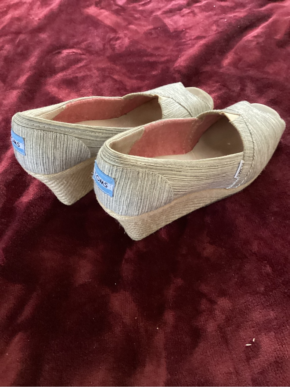 TOMS Natural Beige Wedge Espadrille Slip-Ons